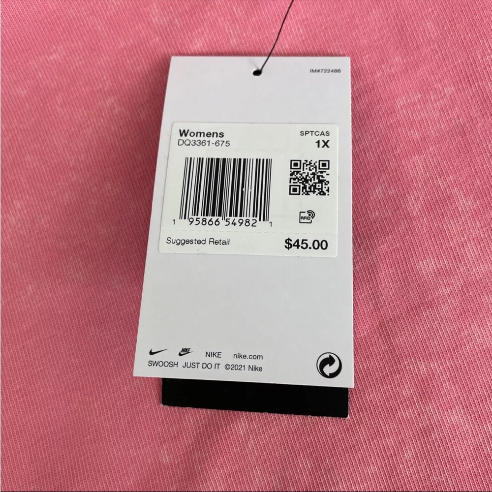 Nike Women's Tank Top Size 1X Pink Cropped White Washed Pink NWT Sweatshirt - Picture 5 of 10